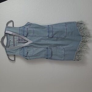 Oyrosy Denim Fringe Dress with Silver Accents Size M